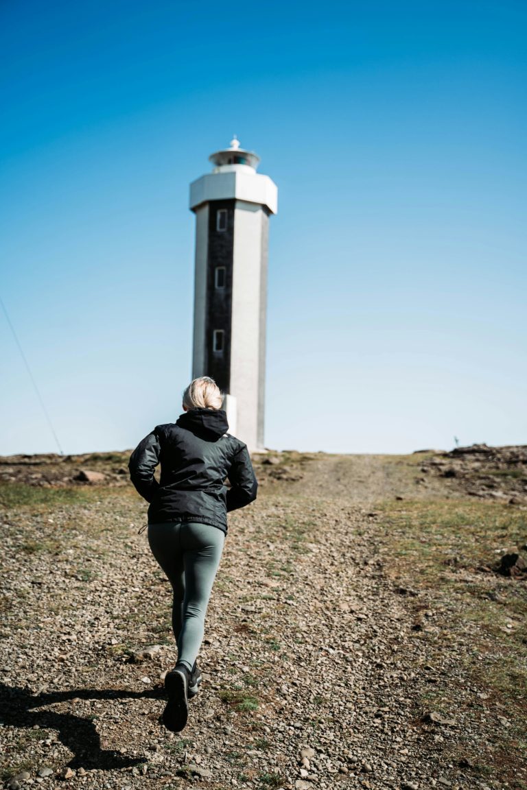 Running to a lighthouse
